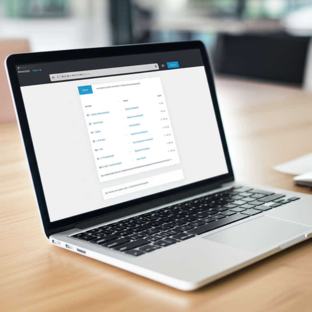 A clear and intuitive website navigation menu displayed on a laptop screen, showing organized categories and breadcrumbs to illustrate good navigation design.